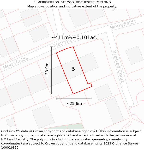 5, MERRYFIELDS, STROOD, ROCHESTER, ME2 3ND: Plot and title map