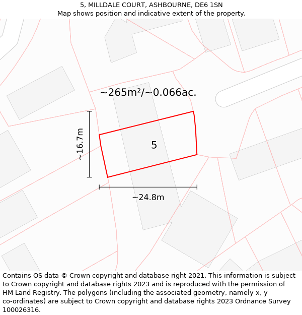 5, MILLDALE COURT, ASHBOURNE, DE6 1SN: Plot and title map