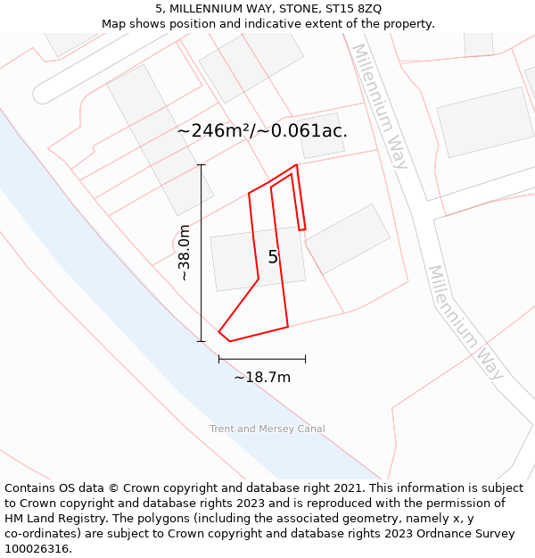 5, MILLENNIUM WAY, STONE, ST15 8ZQ: Plot and title map