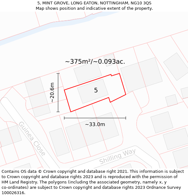 5, MINT GROVE, LONG EATON, NOTTINGHAM, NG10 3QS: Plot and title map