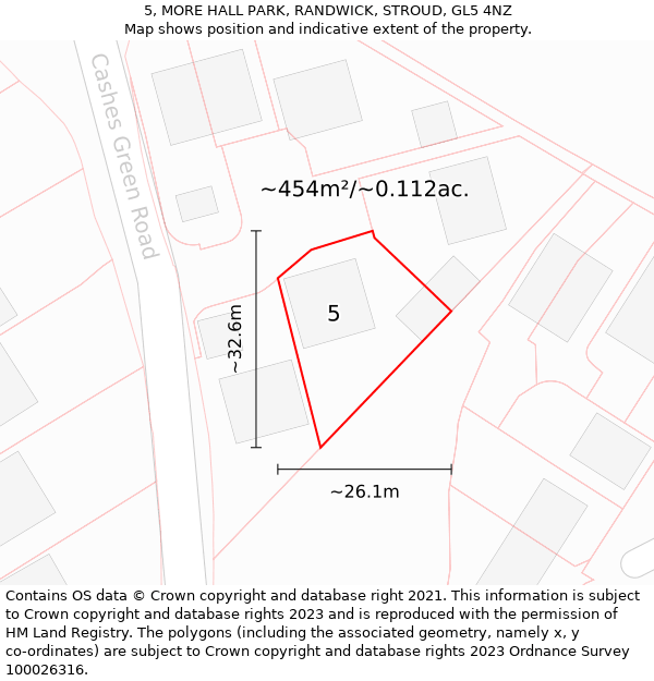 5, MORE HALL PARK, RANDWICK, STROUD, GL5 4NZ: Plot and title map