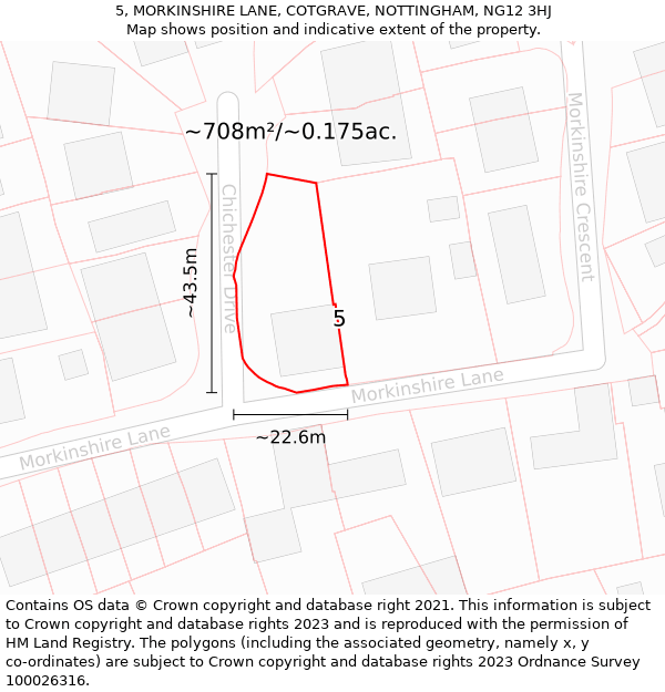 5, MORKINSHIRE LANE, COTGRAVE, NOTTINGHAM, NG12 3HJ: Plot and title map