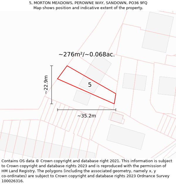 5, MORTON MEADOWS, PEROWNE WAY, SANDOWN, PO36 9FQ: Plot and title map