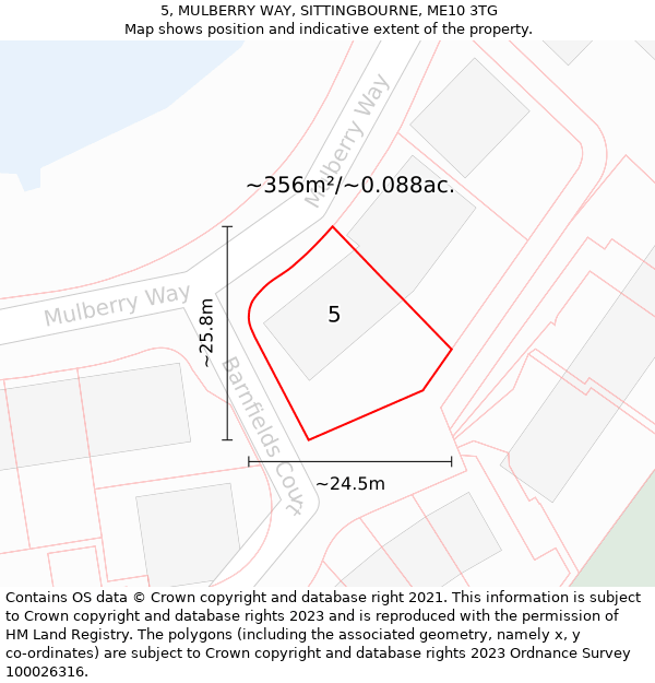 5, MULBERRY WAY, SITTINGBOURNE, ME10 3TG: Plot and title map