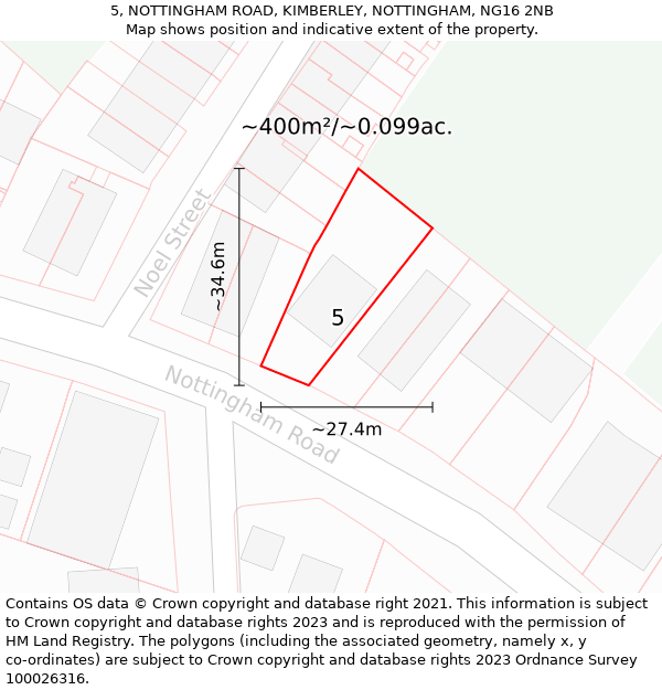 5, NOTTINGHAM ROAD, KIMBERLEY, NOTTINGHAM, NG16 2NB: Plot and title map