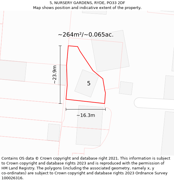 5, NURSERY GARDENS, RYDE, PO33 2DF: Plot and title map