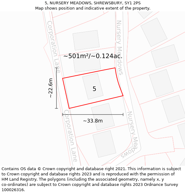 5, NURSERY MEADOWS, SHREWSBURY, SY1 2PS: Plot and title map