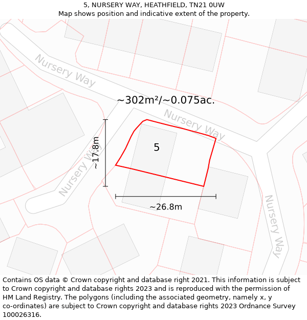 5, NURSERY WAY, HEATHFIELD, TN21 0UW: Plot and title map