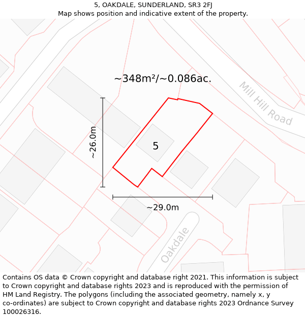 5, OAKDALE, SUNDERLAND, SR3 2FJ: Plot and title map