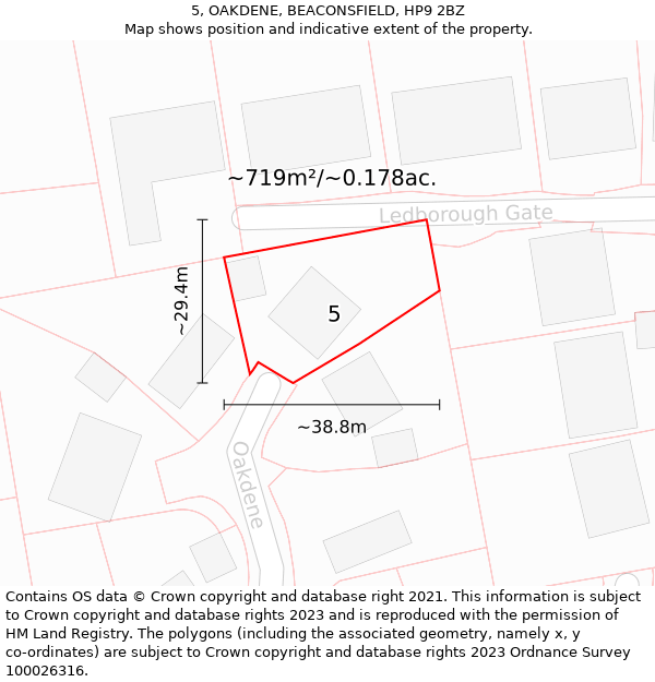 5, OAKDENE, BEACONSFIELD, HP9 2BZ: Plot and title map