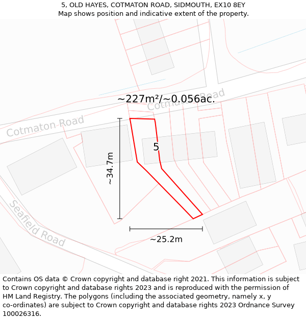 5, OLD HAYES, COTMATON ROAD, SIDMOUTH, EX10 8EY: Plot and title map