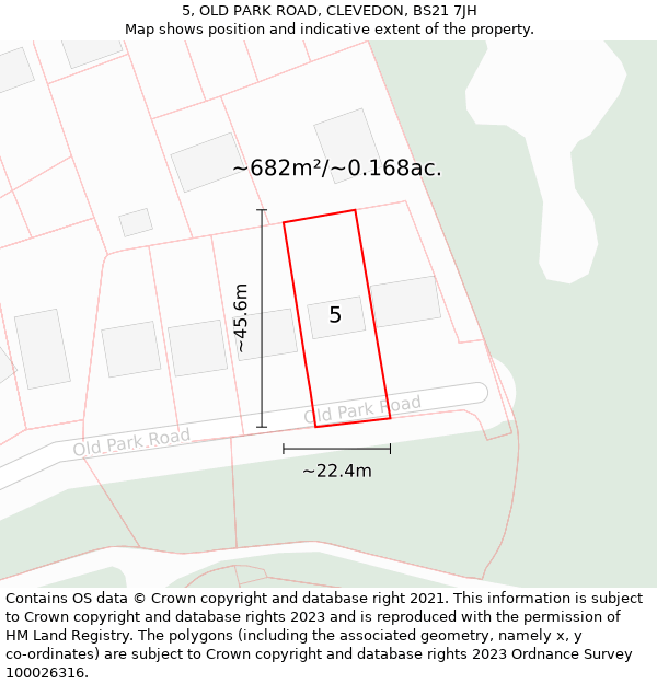 5, OLD PARK ROAD, CLEVEDON, BS21 7JH: Plot and title map