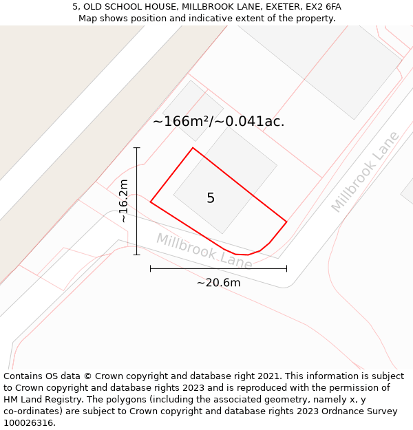 5, OLD SCHOOL HOUSE, MILLBROOK LANE, EXETER, EX2 6FA: Plot and title map