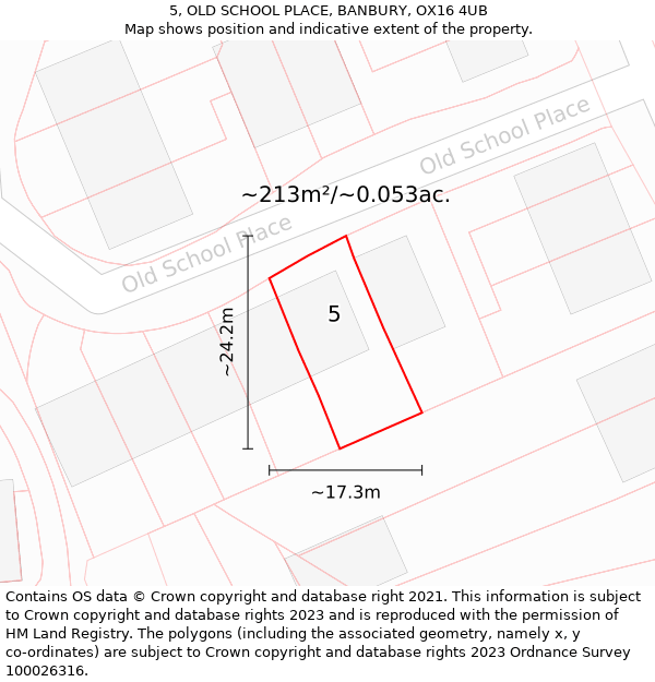5, OLD SCHOOL PLACE, BANBURY, OX16 4UB: Plot and title map