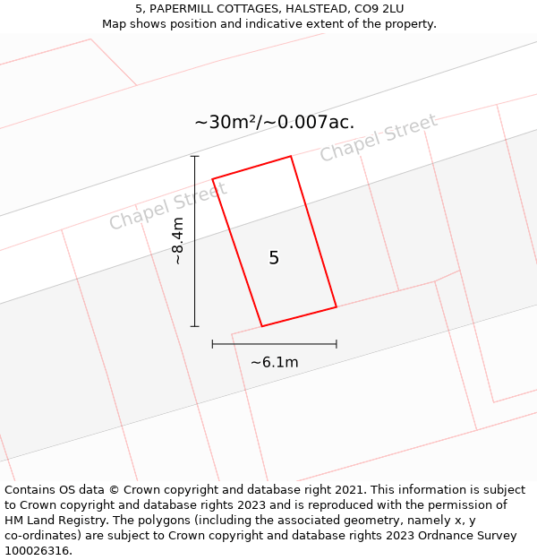 5, PAPERMILL COTTAGES, HALSTEAD, CO9 2LU: Plot and title map