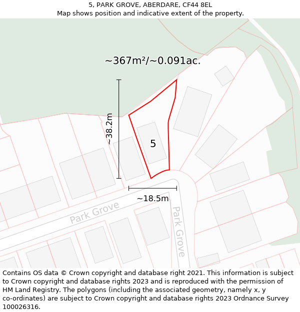 5, PARK GROVE, ABERDARE, CF44 8EL: Plot and title map