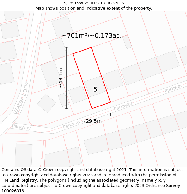 5, PARKWAY, ILFORD, IG3 9HS: Plot and title map