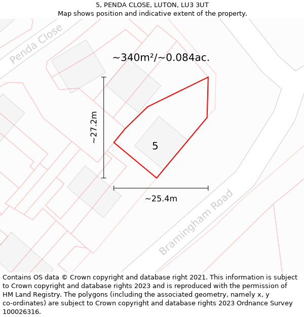 5, PENDA CLOSE, LUTON, LU3 3UT: Plot and title map