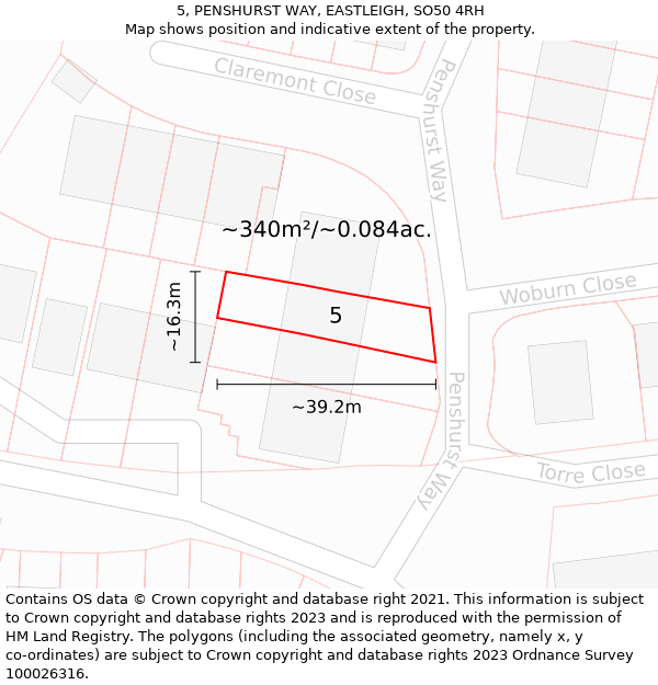 5, PENSHURST WAY, EASTLEIGH, SO50 4RH: Plot and title map