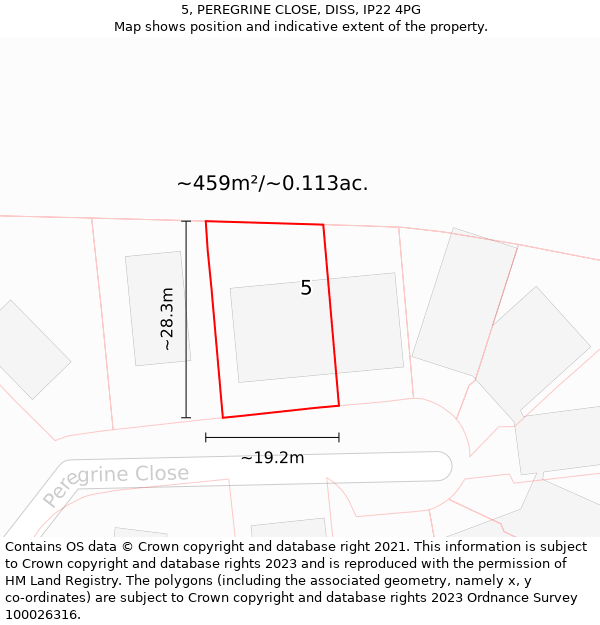 5, PEREGRINE CLOSE, DISS, IP22 4PG: Plot and title map
