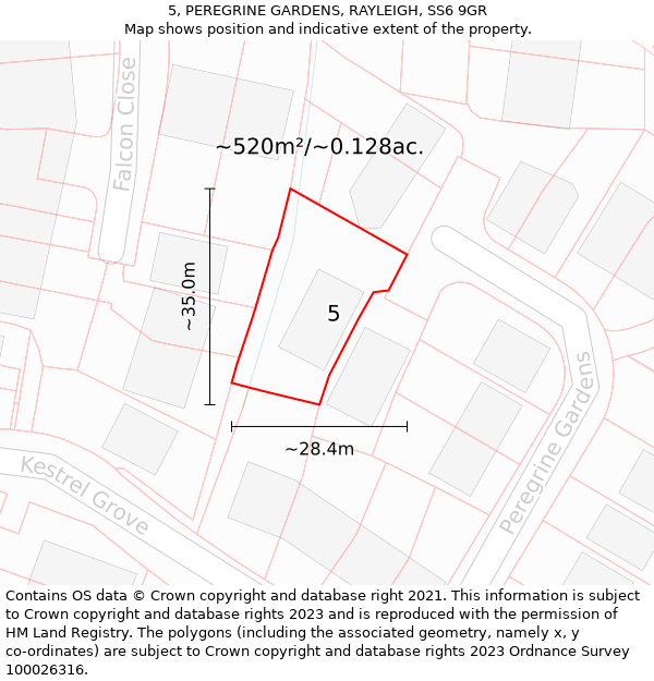 5, PEREGRINE GARDENS, RAYLEIGH, SS6 9GR: Plot and title map