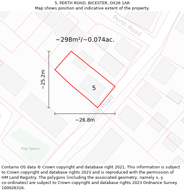 5, PERTH ROAD, BICESTER, OX26 1AR: Plot and title map