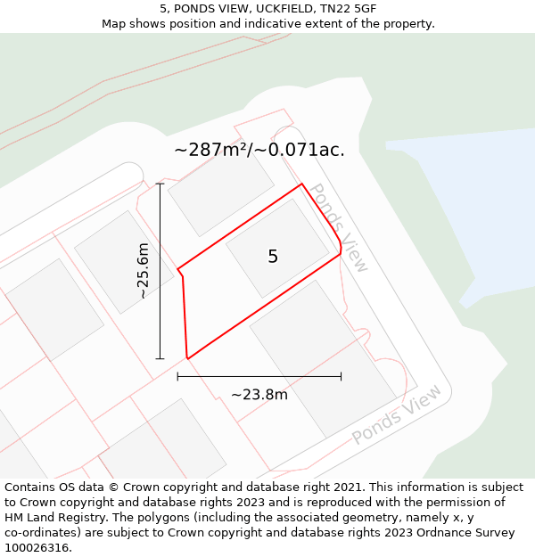 5, PONDS VIEW, UCKFIELD, TN22 5GF: Plot and title map