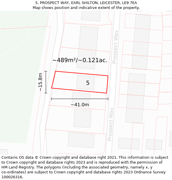 5, PROSPECT WAY, EARL SHILTON, LEICESTER, LE9 7EA: Plot and title map