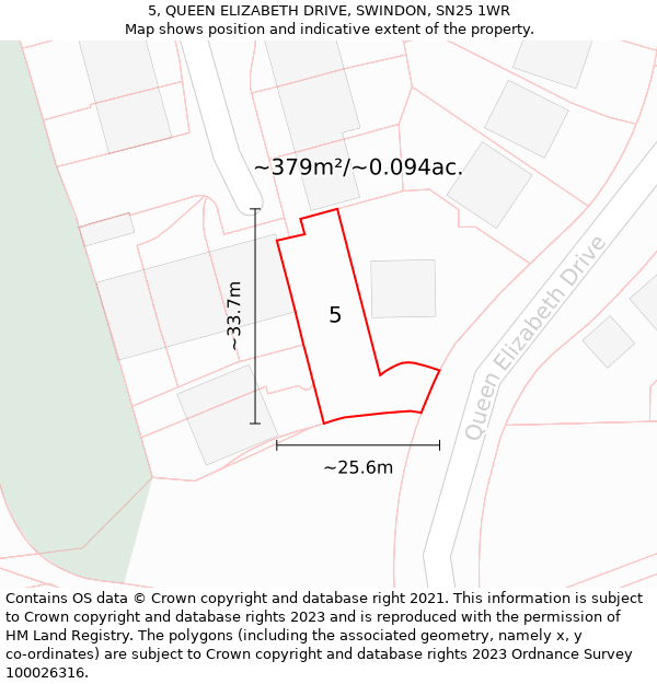 5, QUEEN ELIZABETH DRIVE, SWINDON, SN25 1WR: Plot and title map