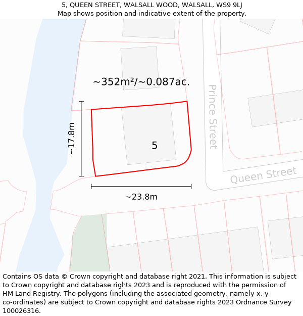 5, QUEEN STREET, WALSALL WOOD, WALSALL, WS9 9LJ: Plot and title map