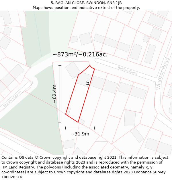 5, RAGLAN CLOSE, SWINDON, SN3 1JR: Plot and title map