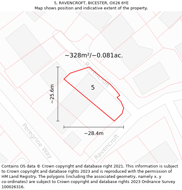 5, RAVENCROFT, BICESTER, OX26 6YE: Plot and title map