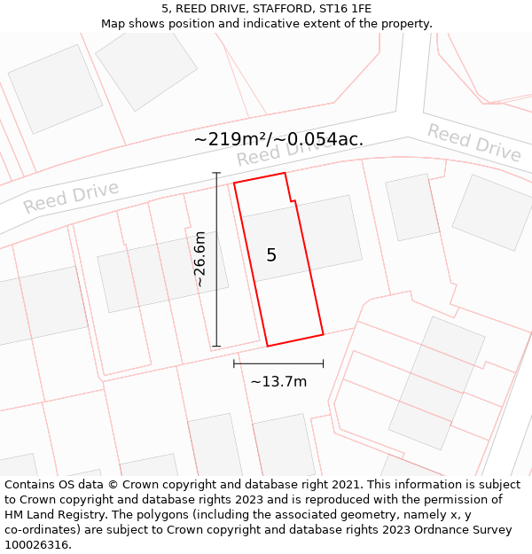 5, REED DRIVE, STAFFORD, ST16 1FE: Plot and title map