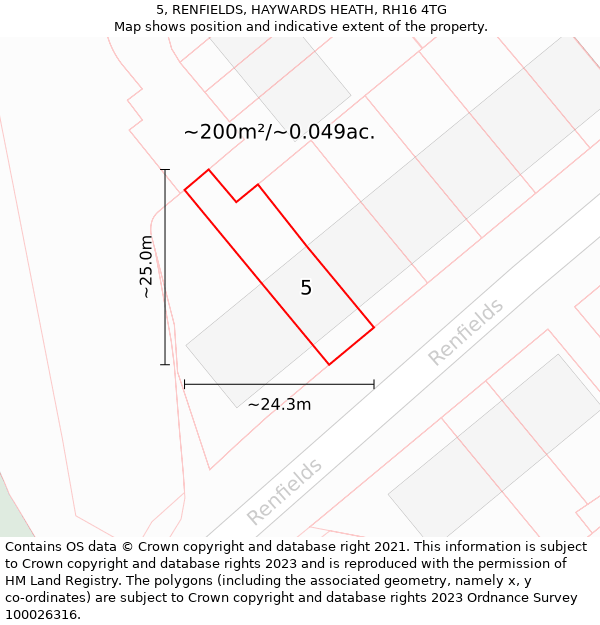 5, RENFIELDS, HAYWARDS HEATH, RH16 4TG: Plot and title map