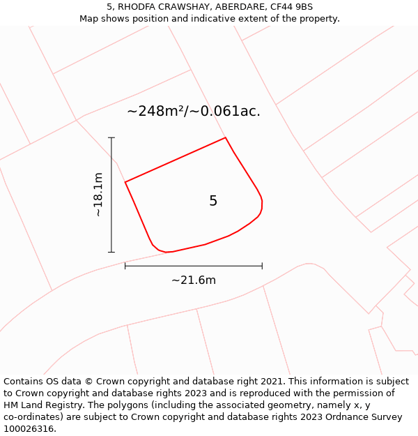 5, RHODFA CRAWSHAY, ABERDARE, CF44 9BS: Plot and title map