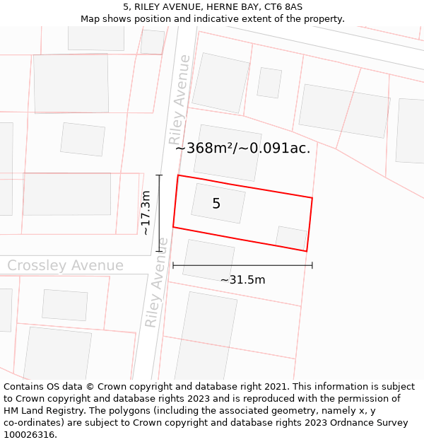 5, RILEY AVENUE, HERNE BAY, CT6 8AS: Plot and title map