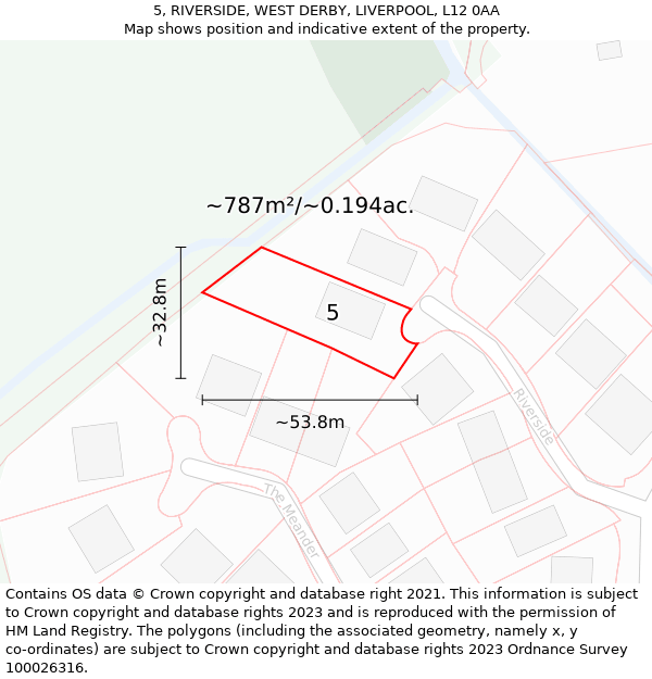 5, RIVERSIDE, WEST DERBY, LIVERPOOL, L12 0AA: Plot and title map
