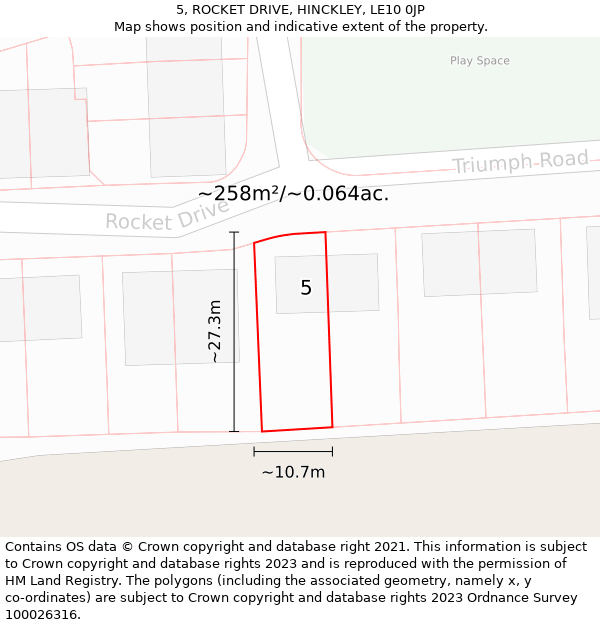 5, ROCKET DRIVE, HINCKLEY, LE10 0JP: Plot and title map