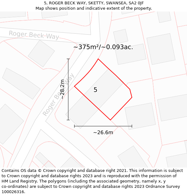 5, ROGER BECK WAY, SKETTY, SWANSEA, SA2 0JF: Plot and title map