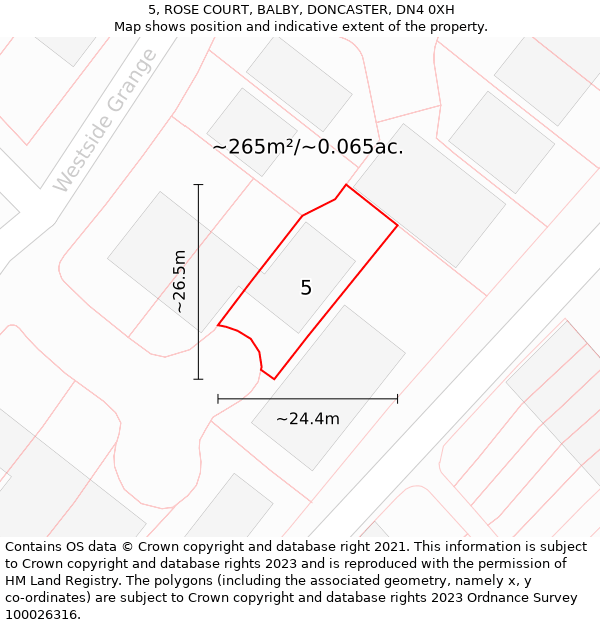 5, ROSE COURT, BALBY, DONCASTER, DN4 0XH: Plot and title map