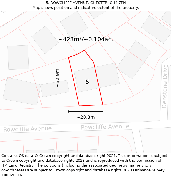 5, ROWCLIFFE AVENUE, CHESTER, CH4 7PN: Plot and title map