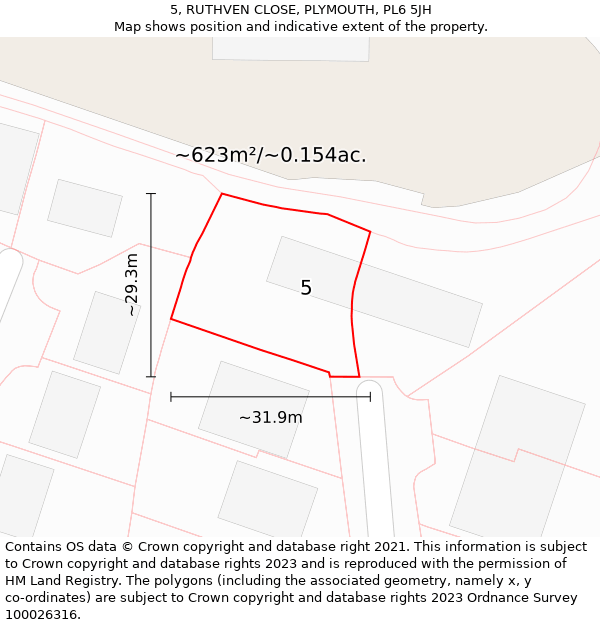 5, RUTHVEN CLOSE, PLYMOUTH, PL6 5JH: Plot and title map
