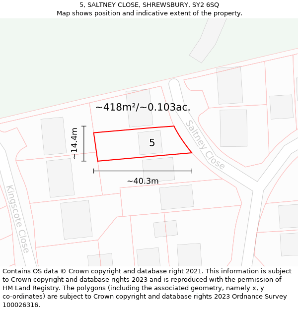 5, SALTNEY CLOSE, SHREWSBURY, SY2 6SQ: Plot and title map