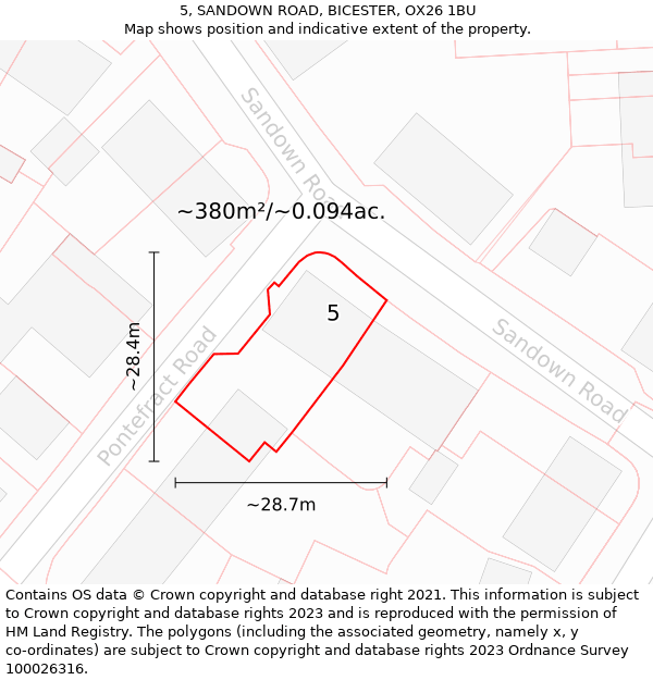 5, SANDOWN ROAD, BICESTER, OX26 1BU: Plot and title map