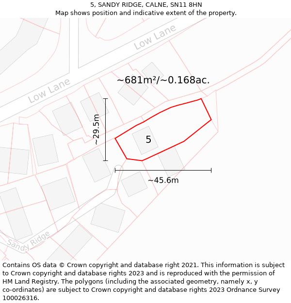 5, SANDY RIDGE, CALNE, SN11 8HN: Plot and title map