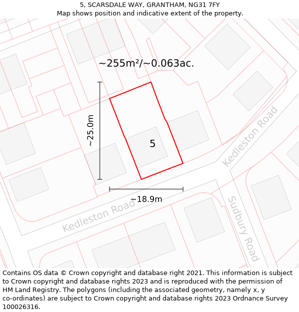 5, SCARSDALE WAY, GRANTHAM, NG31 7FY: Plot and title map