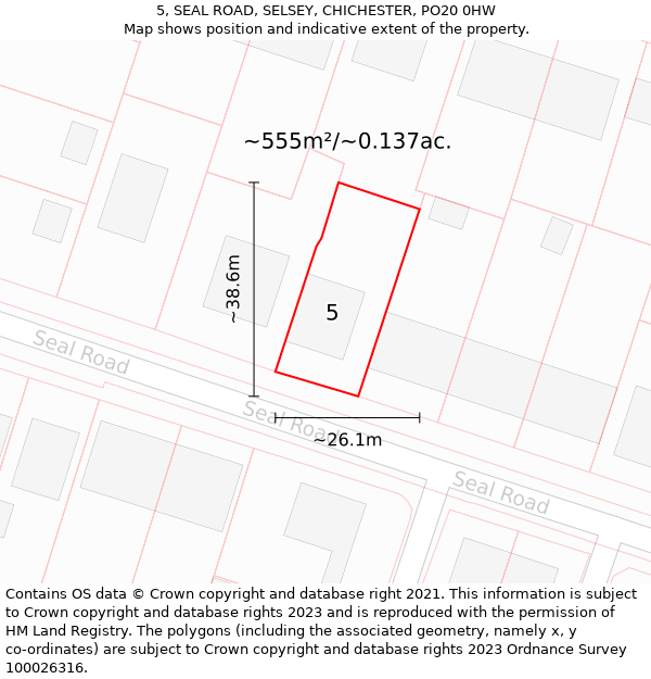 5, SEAL ROAD, SELSEY, CHICHESTER, PO20 0HW: Plot and title map