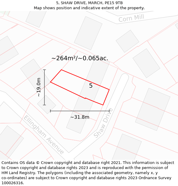 5, SHAW DRIVE, MARCH, PE15 9TB: Plot and title map