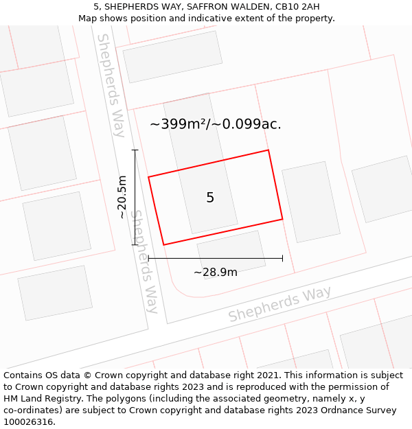 5, SHEPHERDS WAY, SAFFRON WALDEN, CB10 2AH: Plot and title map