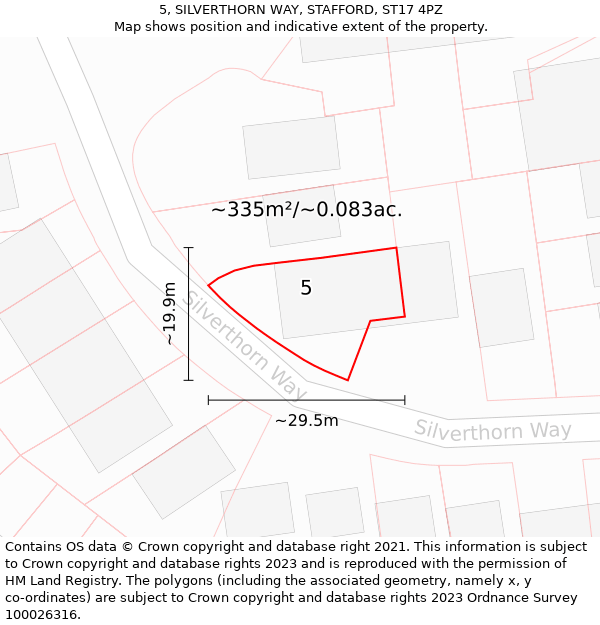 5, SILVERTHORN WAY, STAFFORD, ST17 4PZ: Plot and title map